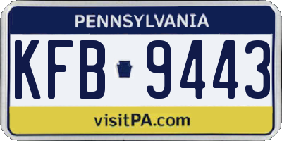PA license plate KFB9443