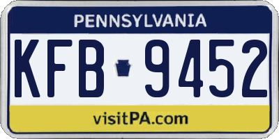 PA license plate KFB9452