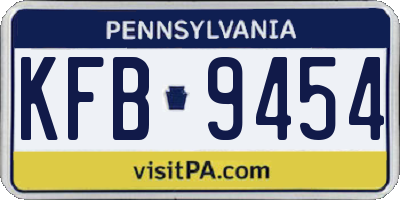 PA license plate KFB9454