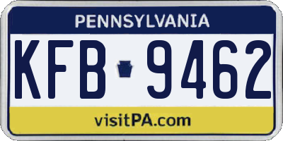 PA license plate KFB9462
