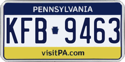 PA license plate KFB9463