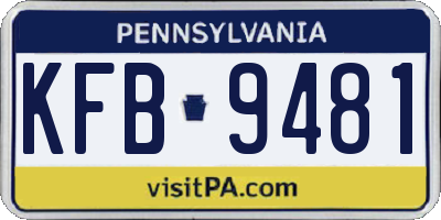 PA license plate KFB9481