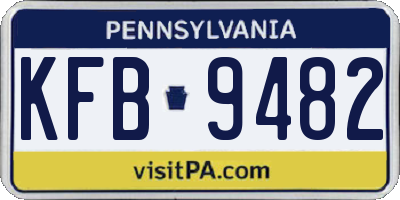 PA license plate KFB9482