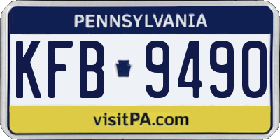 PA license plate KFB9490