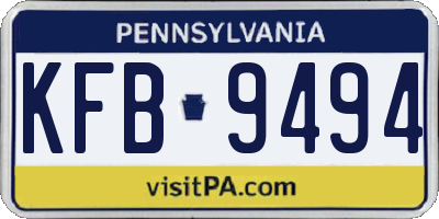 PA license plate KFB9494