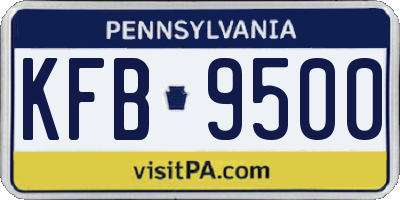 PA license plate KFB9500