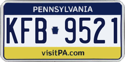 PA license plate KFB9521