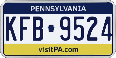 PA license plate KFB9524