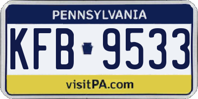 PA license plate KFB9533