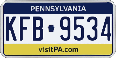 PA license plate KFB9534