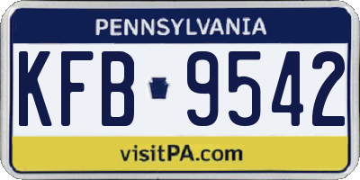 PA license plate KFB9542