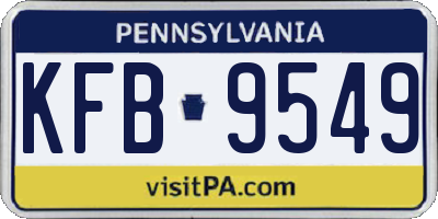PA license plate KFB9549