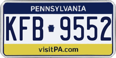 PA license plate KFB9552
