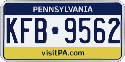 PA license plate KFB9562