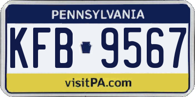 PA license plate KFB9567