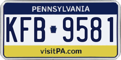 PA license plate KFB9581