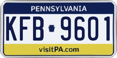 PA license plate KFB9601