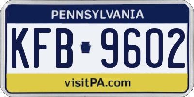 PA license plate KFB9602
