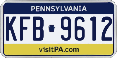 PA license plate KFB9612