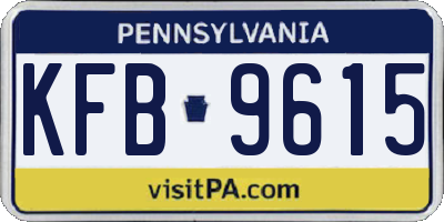 PA license plate KFB9615