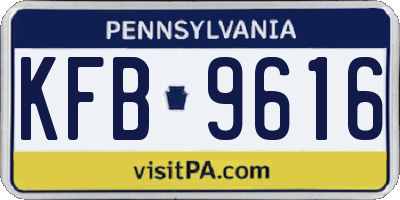 PA license plate KFB9616