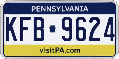 PA license plate KFB9624