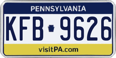 PA license plate KFB9626