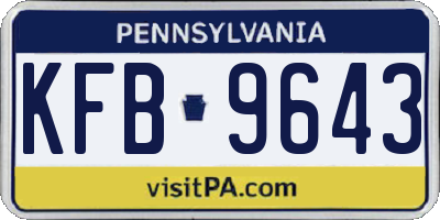 PA license plate KFB9643