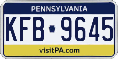 PA license plate KFB9645