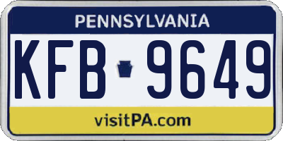 PA license plate KFB9649