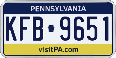 PA license plate KFB9651