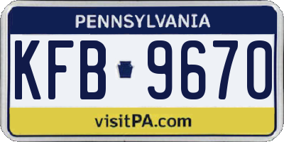 PA license plate KFB9670