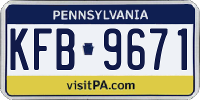 PA license plate KFB9671