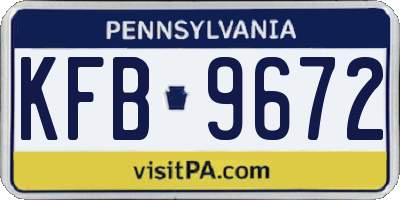PA license plate KFB9672
