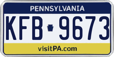 PA license plate KFB9673
