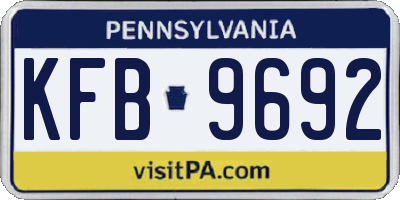 PA license plate KFB9692