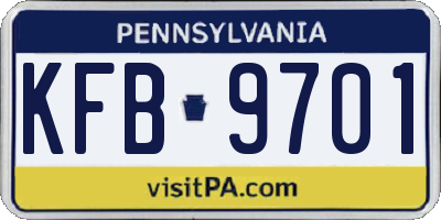 PA license plate KFB9701