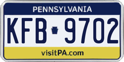 PA license plate KFB9702