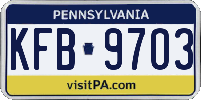 PA license plate KFB9703