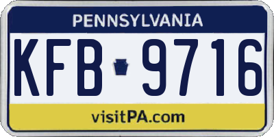 PA license plate KFB9716