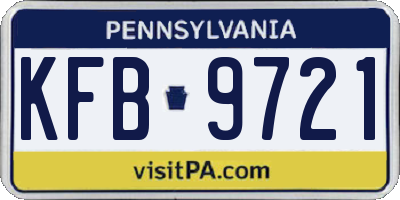 PA license plate KFB9721