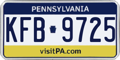 PA license plate KFB9725