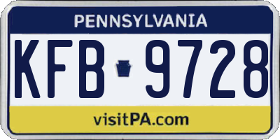 PA license plate KFB9728