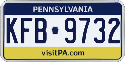 PA license plate KFB9732