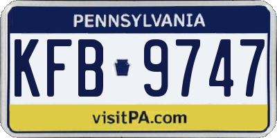 PA license plate KFB9747