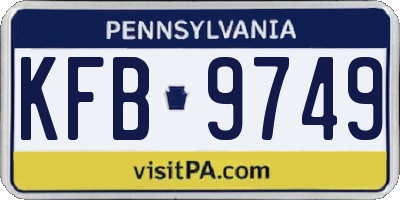 PA license plate KFB9749