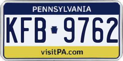 PA license plate KFB9762