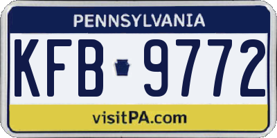 PA license plate KFB9772