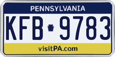 PA license plate KFB9783