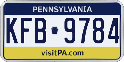 PA license plate KFB9784